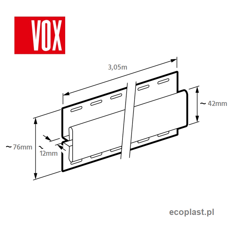 VOX jesion - Listwa łącząca "H" SVP-18 / 3,05m - SCHEMAT