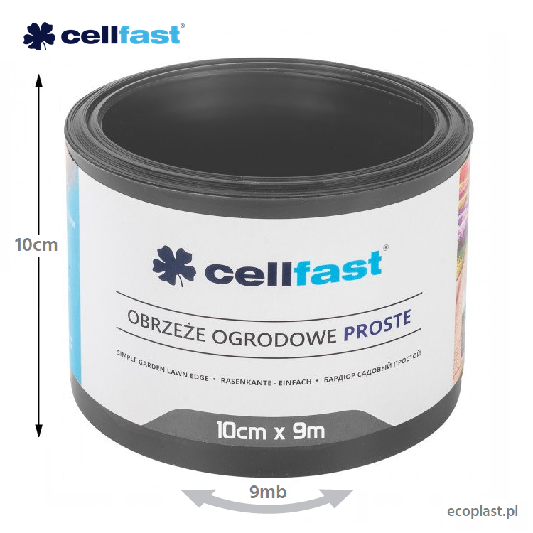 CELLFAST - Obrzeże ogrodowe i trawnikowe GRAFITOWE / 9m x 10cm - SCHEMAT