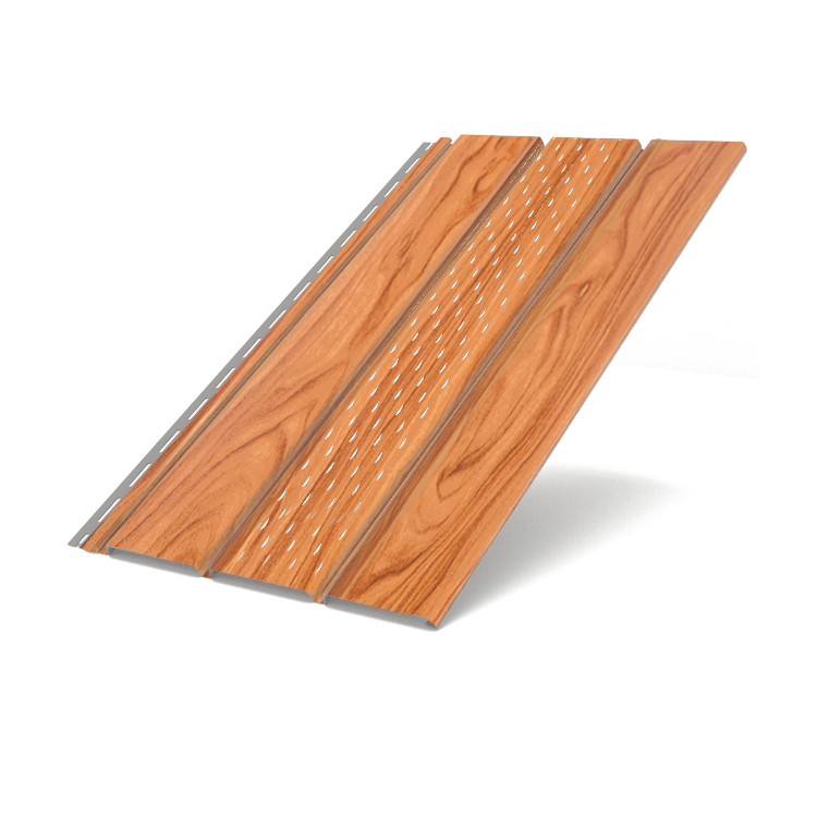 BRYZA - Podsufitka PCV orzech złoty wentylacyjna - próbka (5-10cm)