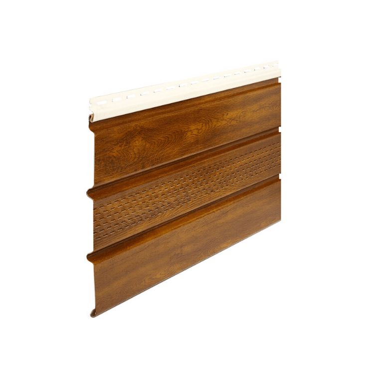 BORYSZEW - Podsufitka PCV złoty dąb wentylacyjna (trzydeskowa) - próbka (5-10cm)