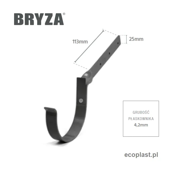 bryza-pvc-brazowy-uchwyt-rynnowy-100mm-metalowy-skrecony-schemat