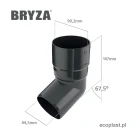 bryza-pvc-czerwony-kolano-wylewka-90mm-zdjecie-wymiarow.webp
