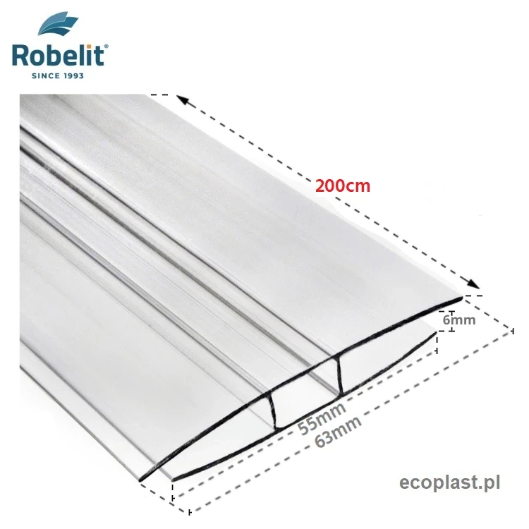 robelit-profil-laczacy-h-do-poliweglanu-6mm-2m-schemat