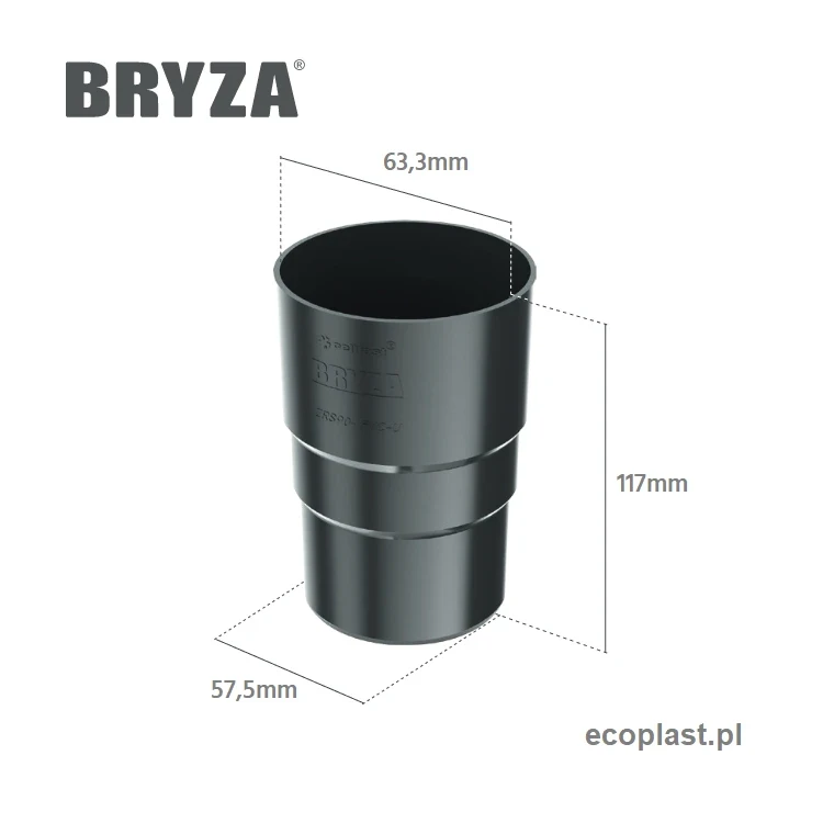 bryza-pvc-grafitowy-zlaczka-rury-63mm-mufa-schemat