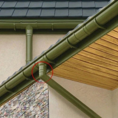 bryza-system-rynnowy-zielony-pvc-kolano-63mm-spust-wizualizacja.webp