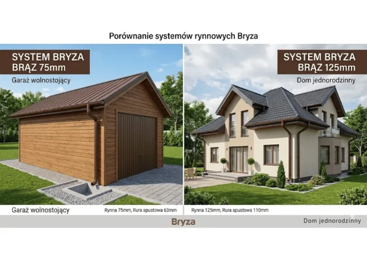 rynna-pvc-bryza-brazowa-75mm-3m-wizualizacja-porównanie-systemow-75mm-125mm