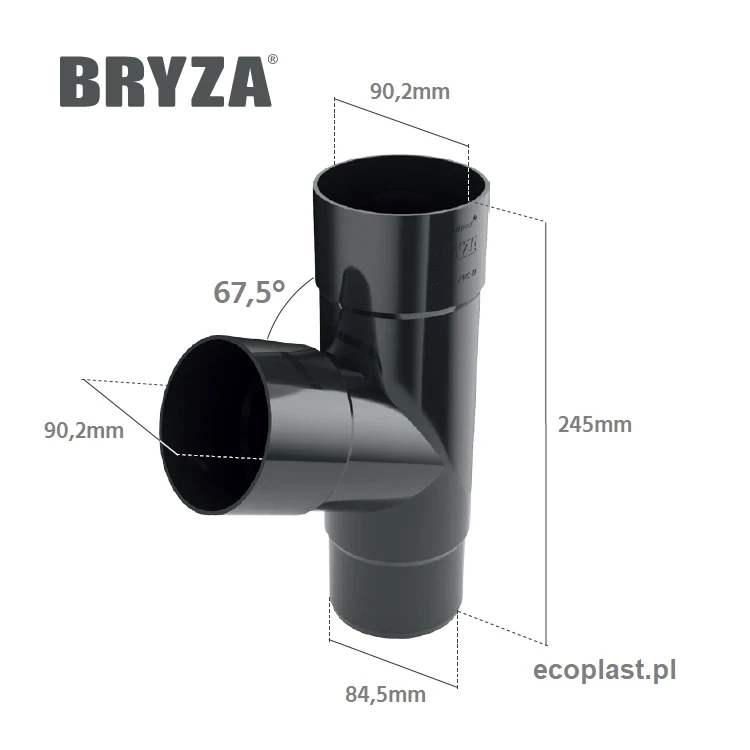 bryza-pvc-grafitowy-trojnik-90-90-90mm-schemat