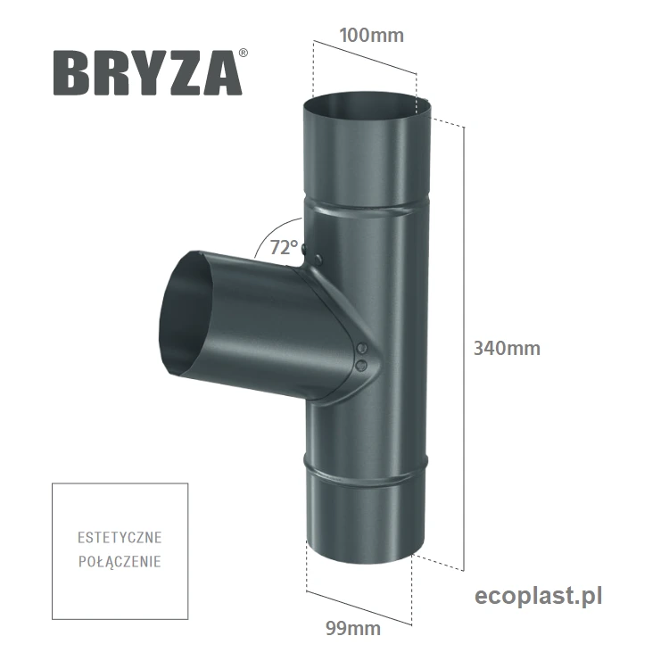 bryza-stal-grafitowy-trojnik-100-100-100mm-kat-72-wymiary