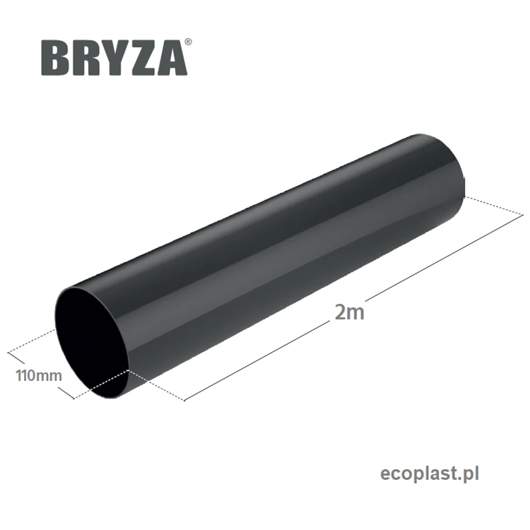 bryza-pvc-grafitowy-rura-spustowa-110mm-2m-schemat