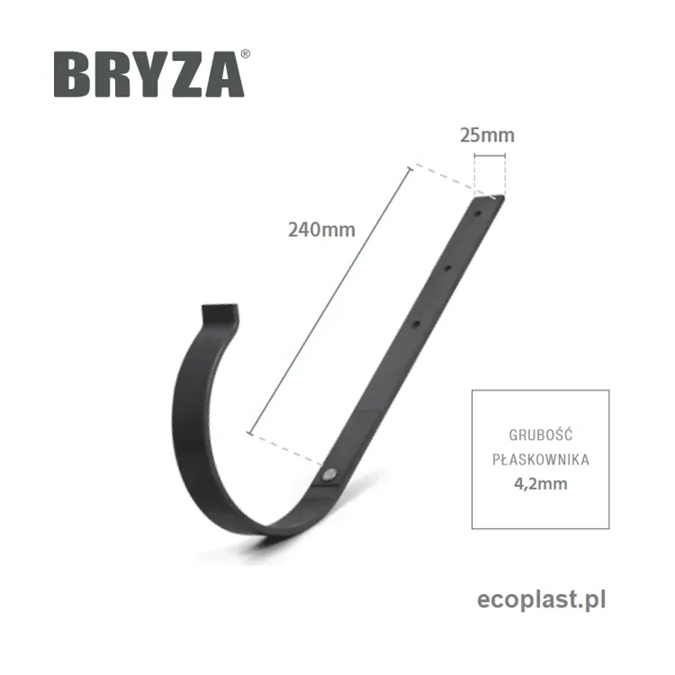 bryza-pvc-bialy-uchwyt-rynnowy-125mm-metalowy-prosty-schemat-wymiarow