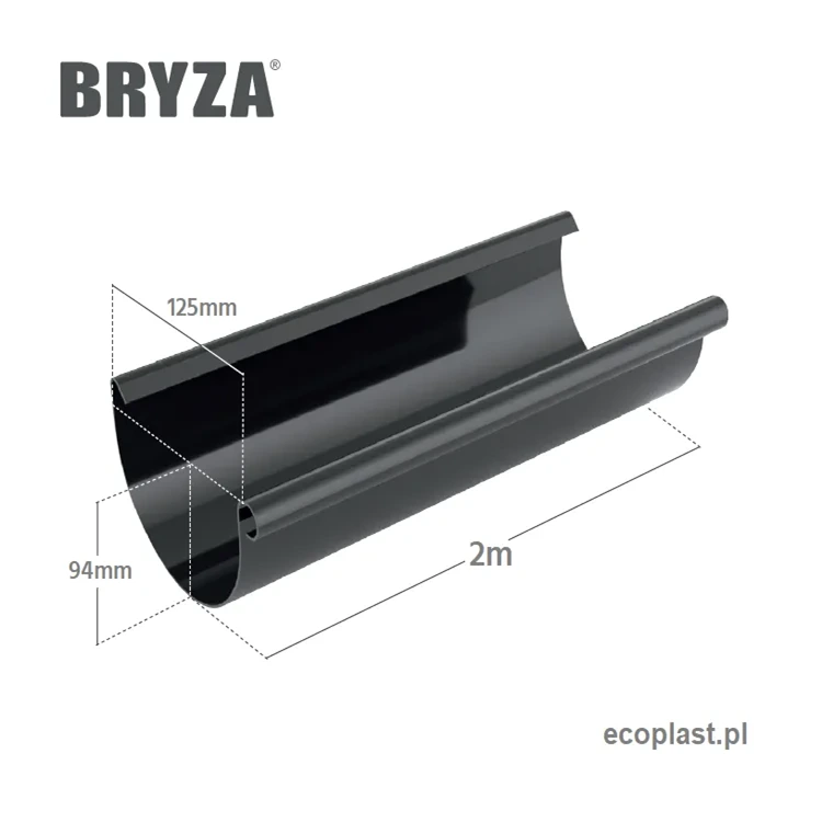 bryza-pvc-bialy-rynna-125mm-2m-schemat-wymiarow