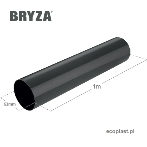 bryza-pvc-bialy-rura-spustowa-63mm-1m-schemat-wymiarow