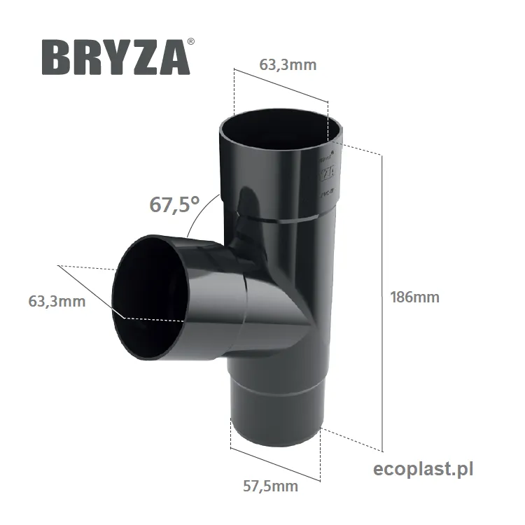 bryza-pvc-czarny-trojnik-63-63-63mm-schemat