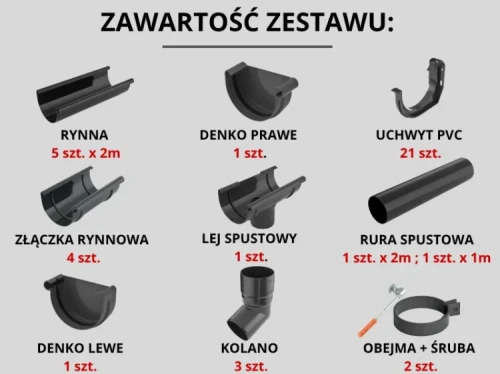 bryza-pvc-grafitowy-zestaw-rynnowy-100-90mm-na-10mb-5szt-x-2m-zawartosc