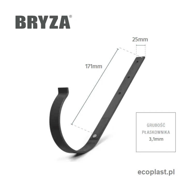 bryza-pvc-zielony-uchwyt-rynnowy-75mm-metalowy-prosty-schemat