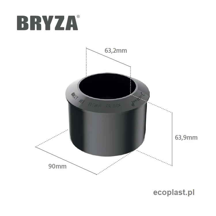 bryza-pvc-czerwony-redukcja-90-63mm-schemat