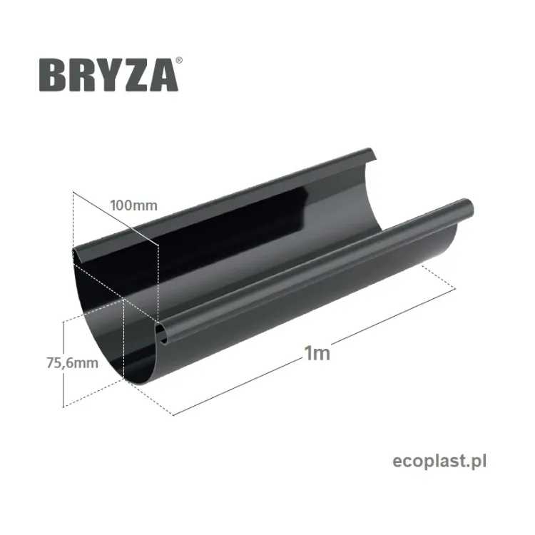 bryza-pvc-czerwony-rynna-100mm-1m-schemat