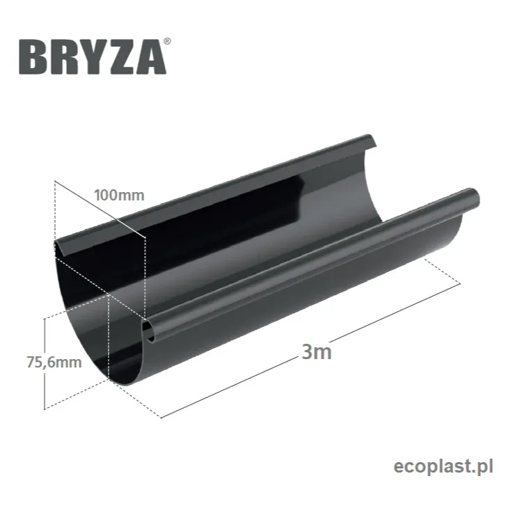 bryza-pvc-czerwony-rynna-100mm-300cm-schemat
