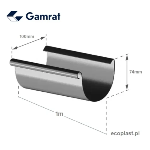gamrat-pvc-brazowy-ciemny-rynna-100mm-1m-schemat