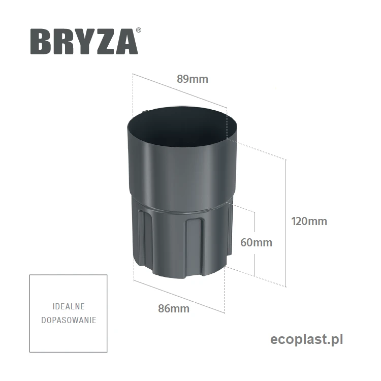bryza-stal-czarny-zlaczka-rury-90mm-mufa-schemat