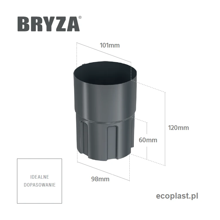 bryza-stal-czarny-zlaczka-rury-100mm-mufa-schemat
