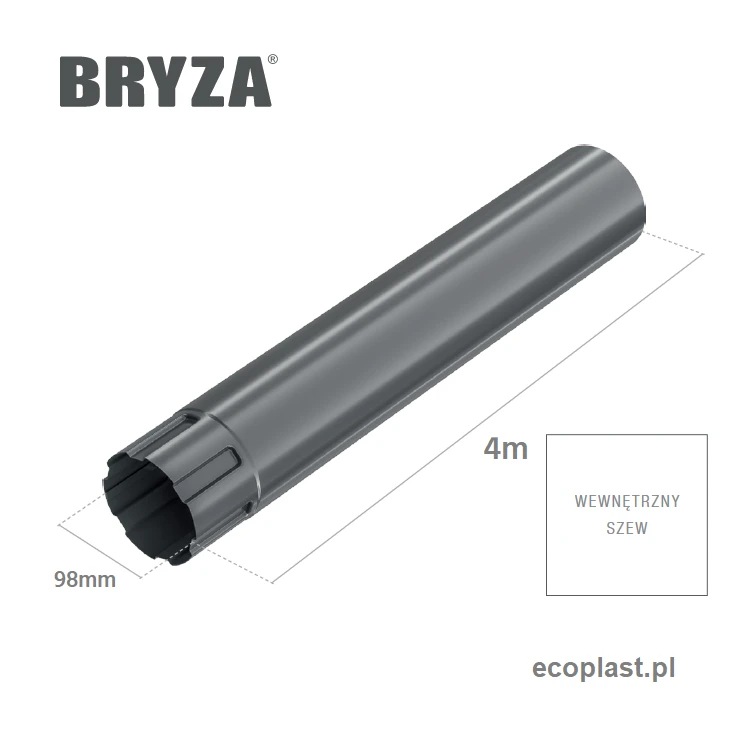 bryza-stal-czarny-rura-spustowa-100mm-4m-schemat