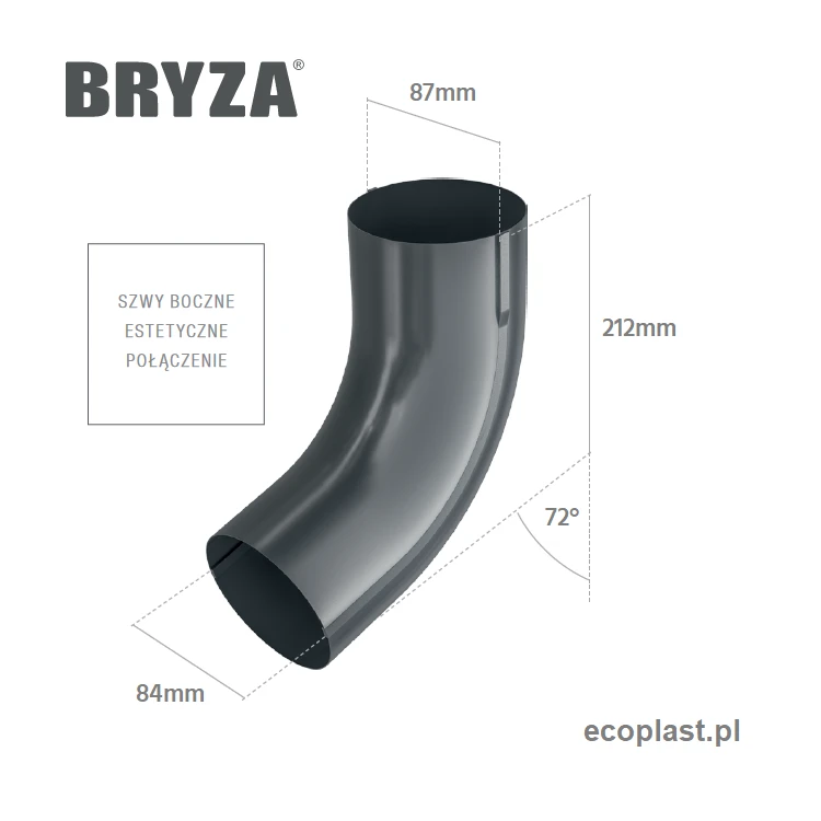 bryza-stal-czarny-kolano-wylewka-90mm-kat-72-schemat