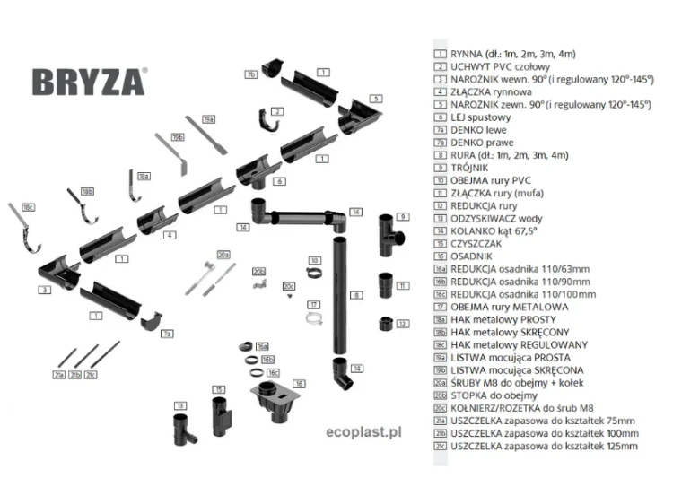 bryza-pvc-czerwony-rura-spustowa-90mm-1m-system-rynnowy-elementy