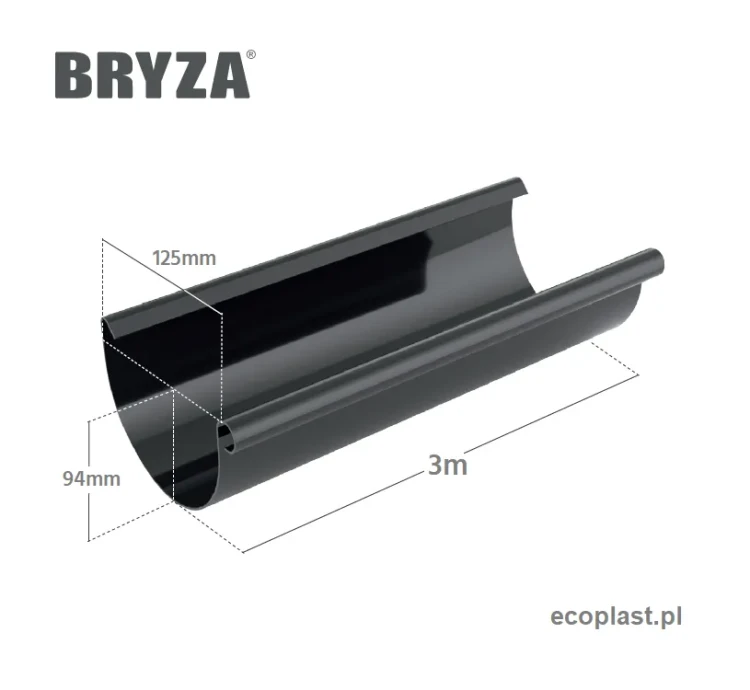 bryza-pvc-czerwony-rynna-125mm-3m-schemat