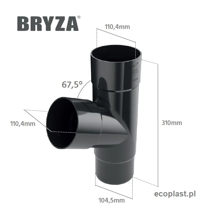 bryza-pvc-czerwony-trojnik-110/110/110mm-schemat