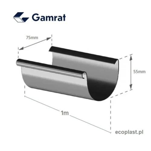 gamrat-pvc-brazowy-ciemny-rynna-75mm-1m-schemat