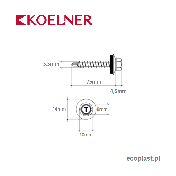 KOELNER - Wkręty FARMER ocynk 5,5x75mm / 100szt. - schemat