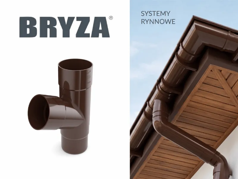 bryza brąz systemy rynnowe pvc trójnik