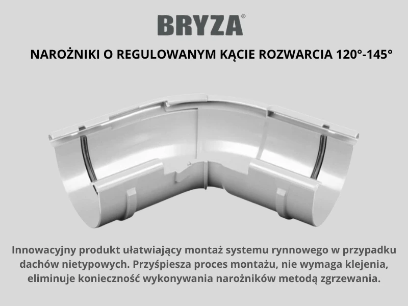 narożnik regulowany kąt 120 do 145 stopni bryza pvc 100 mm