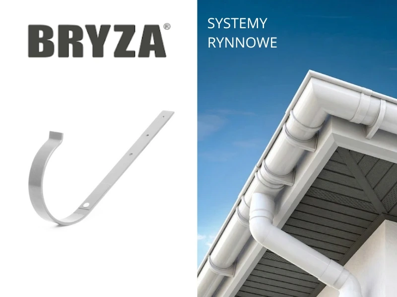 bryza biały hak metalowy prosty do rynien pvc 125 mm