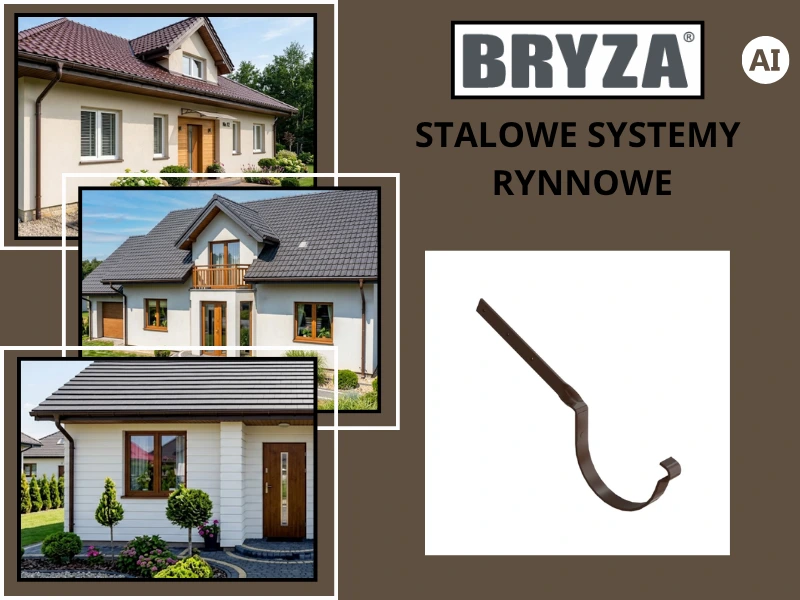 Uchwyt skręcony w kolorze brązowym z systemu rynnowego Bryza Stal
