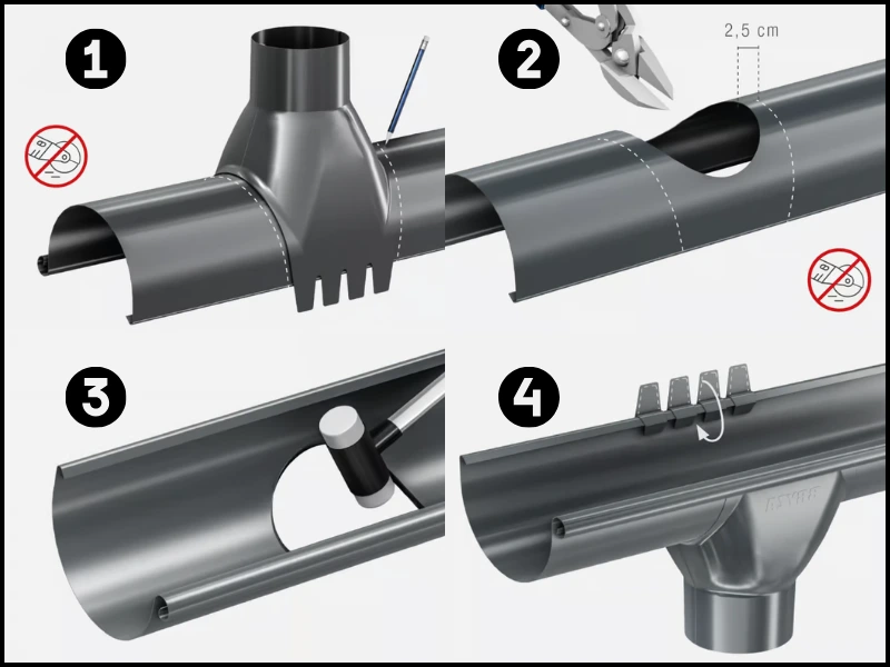 Montaż leja spustowego