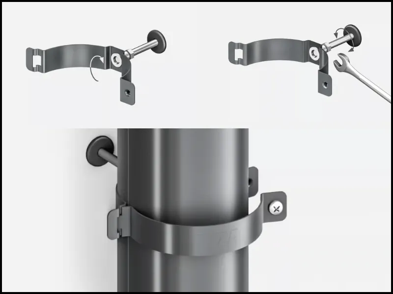 Montaż obejm stalowych Bryza