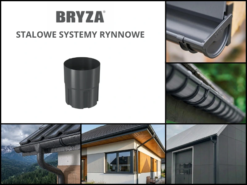 Złączka rury - mufa i wizualizacje systemu rynnowe Bryza