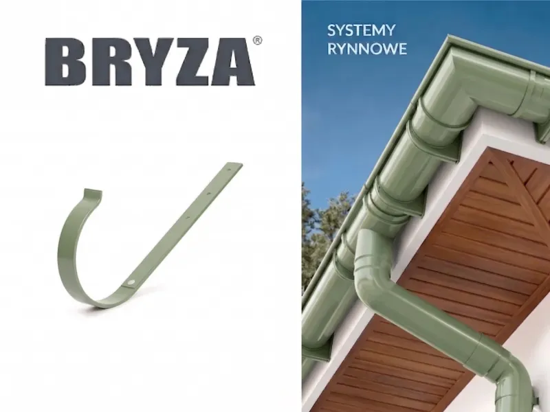bryza systemy rynnowe pvc uchwyt rynnowy metalowy prosty zielony 