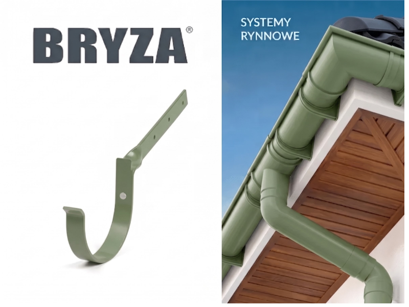 bryza systemy rynnowe pvc uchwyt metalowy skręcony zielony