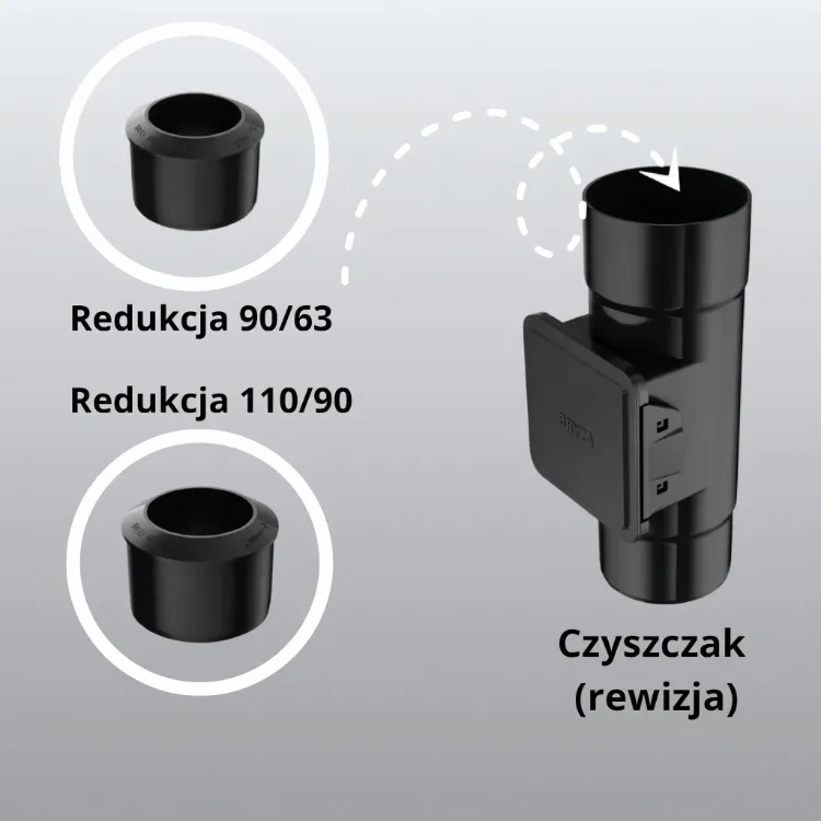 bryza systemy rynnowe pvc redukcje do czyszczaka