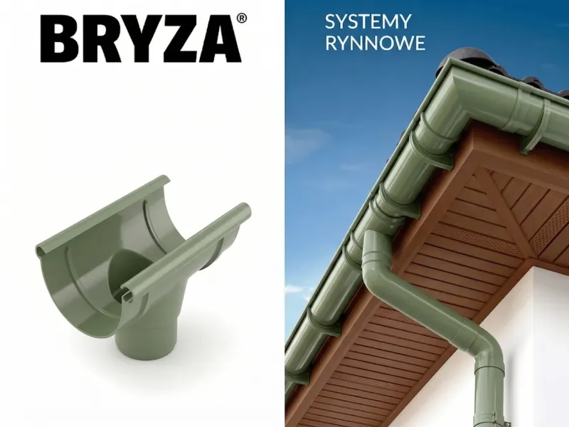 bryza systemy rynnowe pvc lej spustowy zielony wizualizacja 