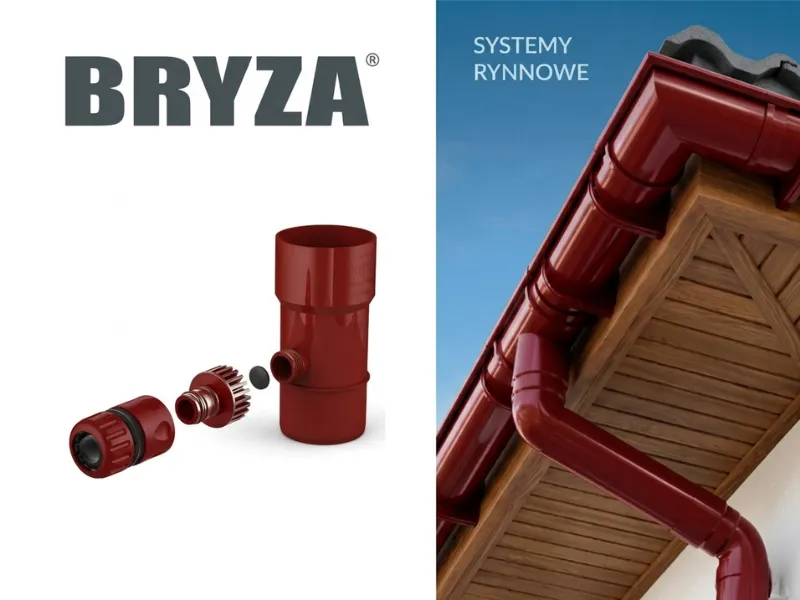 bryza systemy rynnowe pvc odzyskiwacz wody deszczowej czerwony 