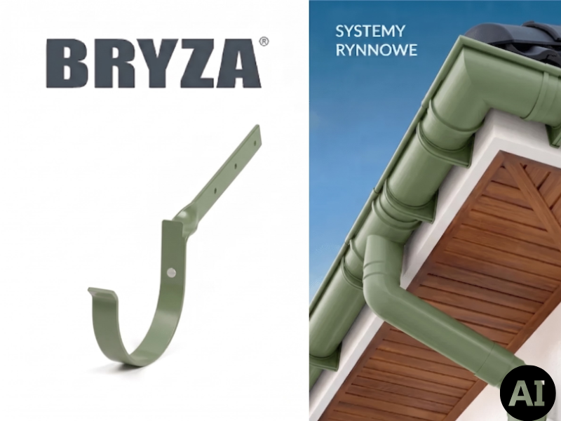 bryza systemy rynnowe pvc uchwyt metalowy skręcony zielony