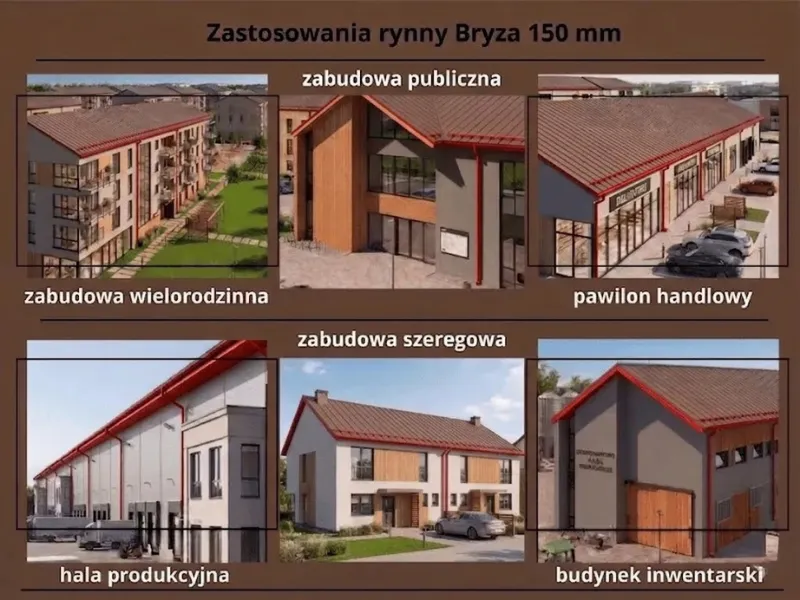 bryza systemy rynnowe pvc zastosowanie rynny 150mm czerwonej