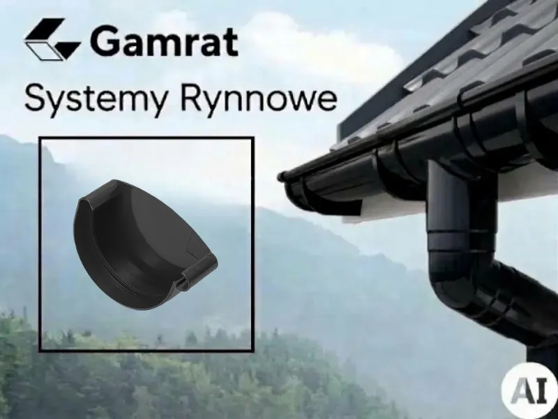 gamrat system rynnowy pvc denko czarne prawe 