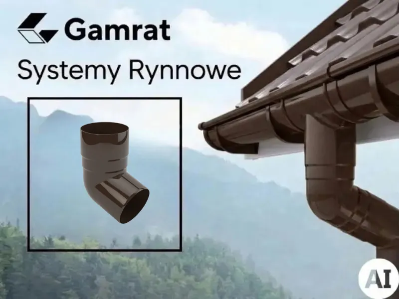 gamrat system rynnowy pvc kolano wylewka ciemny brąz