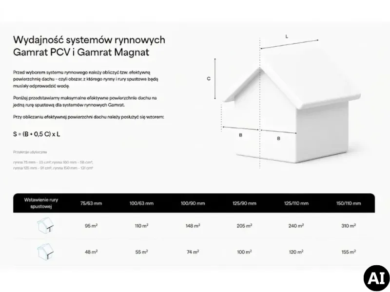 gamrat systemy rynnowe pvc wydajność systemu 150mm
