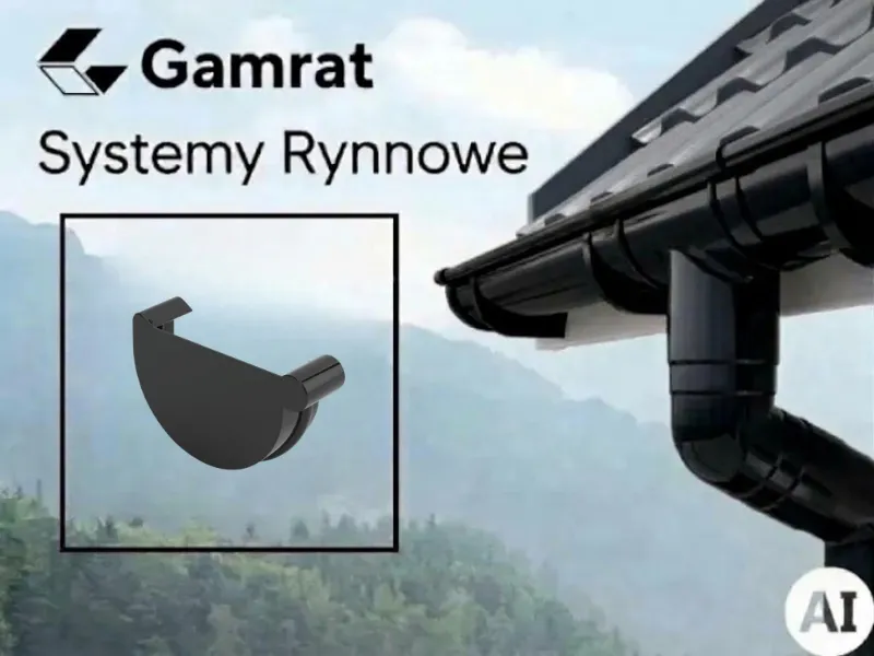 gamrat system rynnowy pvc denko lewe czarne 